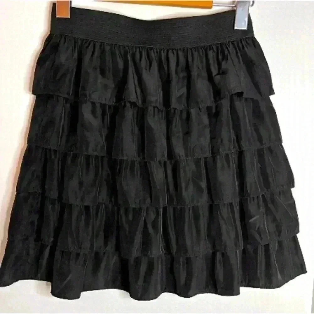 Talula Black Ruffled Skirt with  Elastic Waist Size XS
